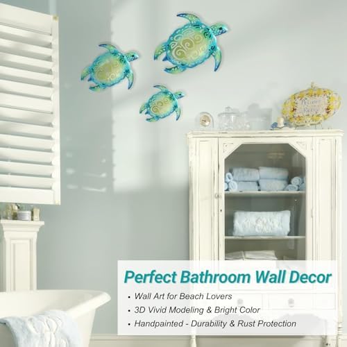 YOUIN Set of 3 Metal Sea Turtle Wall Art Decor