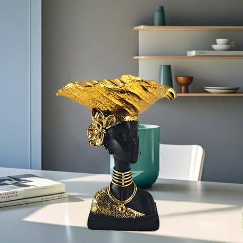 African Tribal Gold Statue Tray - 95 Inch Home Decor