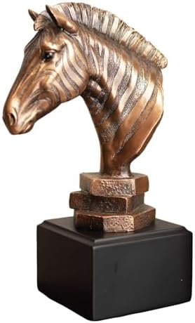 Ebros Safari Zebra Horse Head Bronze Statue with Trophy Base