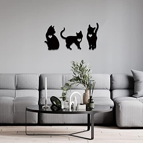 3pcs Black Cat Silhouette Wall Decor for Modern Home