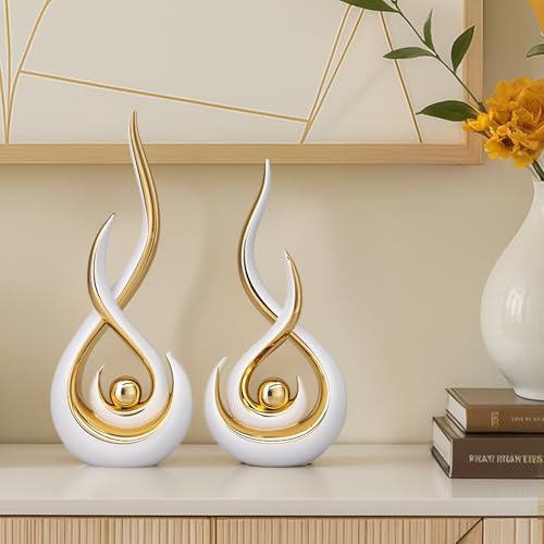 Modern Abstract Art Ceramic Flame Statue Decor