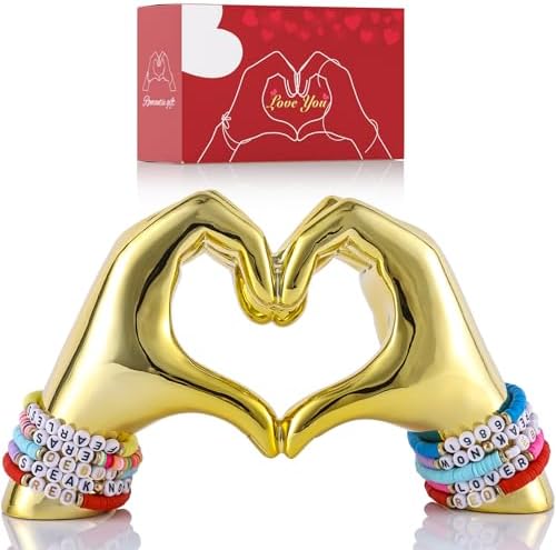 Gold Heart Hands Sculpture for Home Decor