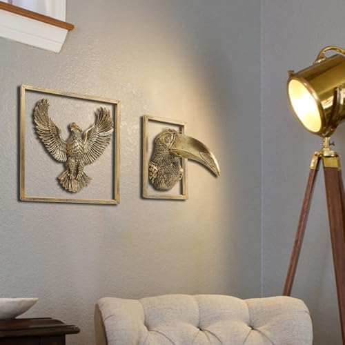 Bird Wall Art Decoration Sculpture - Handmade Metal Frame Wall Hanging