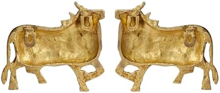 ARTVARKO Brass Kamdhenu Cow Pair Wall Hanging Statue