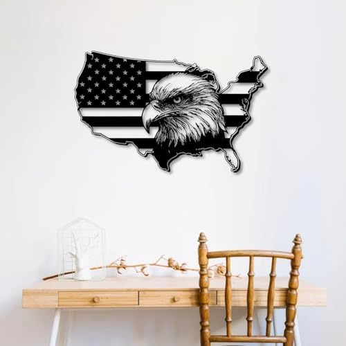 Trpiox Patriotic Metal Eagle Wall Art 30x19 Inch Steel