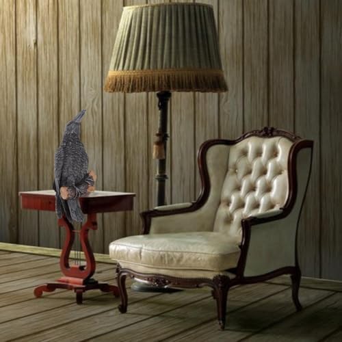 Cyrank Resin Raven Statue Black Wall Mountable Decor