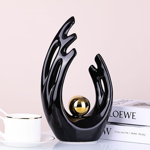 XMGZQ Black and Gold Ceramic Statue Modern Home Decor
