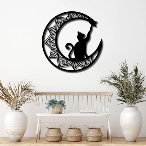 Feuwile Cat Metal Wall Art Black 19x19cm