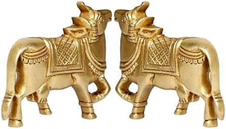 ARTVARKO Brass Kamdhenu Cow Pair Wall Hanging Statue