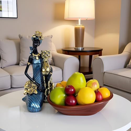 African Tribal Statue 96 Inch Lady Leopard Sculpture