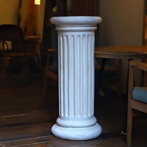 Extra Large Greek Roman Column Statue with Pedestal 354H White