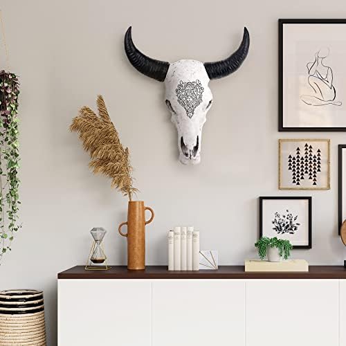 XINGYAN Resin Ox Skull Wall Decor Statue