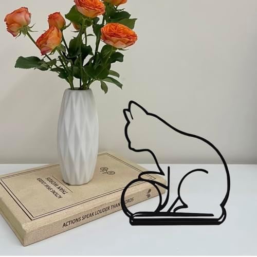 Modern Metal Wall Art Sculpture Play Ball Cat