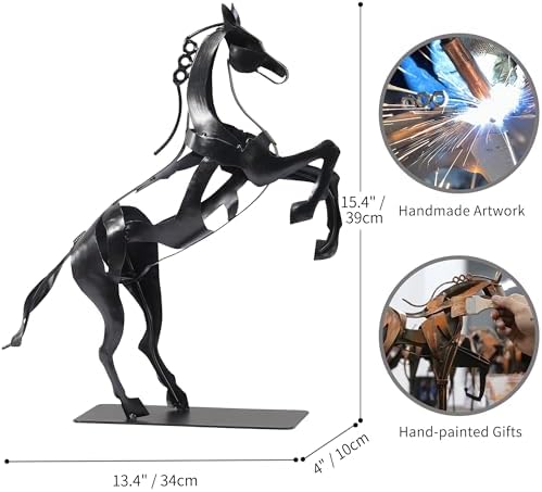 Standing Horse Statue - Hand Painted Metal Sculpture