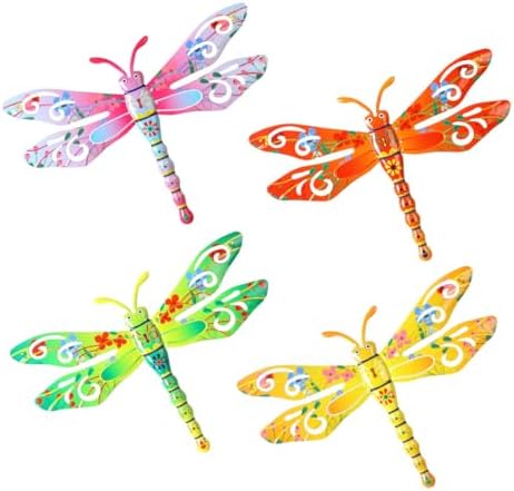 4PCS Wall Decor Metal Dragonfly Sculptures for Home Garden