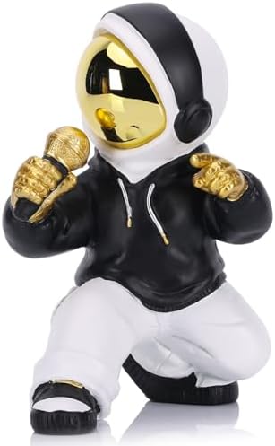 Hip-Hop Astronaut Figurine Black Gold Statue