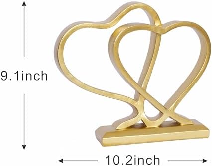 Modern Gold Heart Sculpture Decor for Home Office