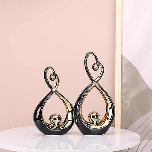 Modern Black and Gold Ceramic Sculpture Decor Accent