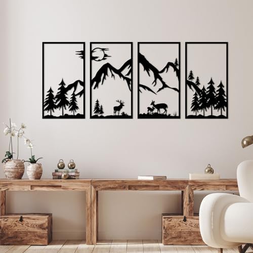 DUOOLN 4 Pcs Mountain Scene Metal Wall Decor 1