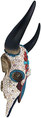 Mystic Plains Warrior Faux Gem Cow Skull Wall Sculpture