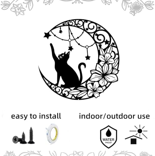 12 Inch Black Metal Cat Wall Decor Sculpture