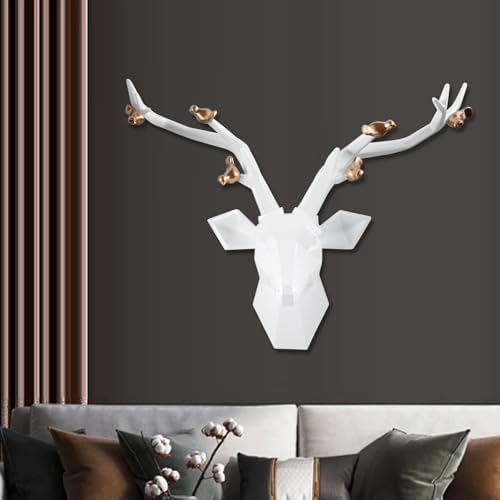 Modern Geometric White Deer Head Wall Decor 215x155in