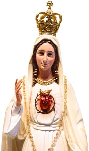 YouFine Our Lady of Fatima Hand-Painted Resin Statue 524 Inches Tall