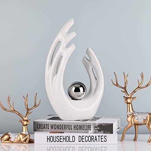 12 Inch White Silver Abstract Art Sculpture Room Decor Statue
