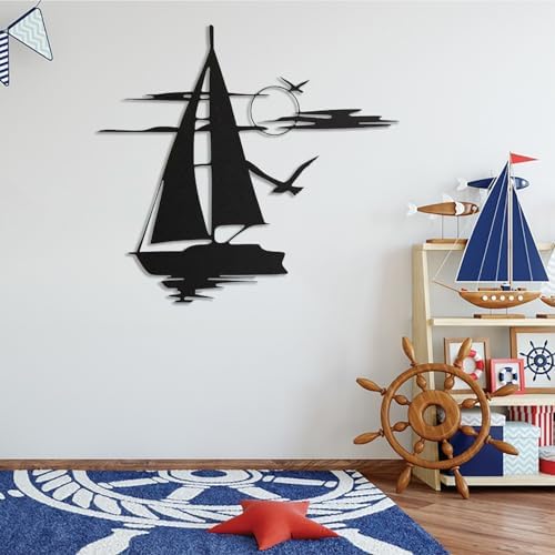 Sailboat Metal Wall Art - Nautical Decor Silver