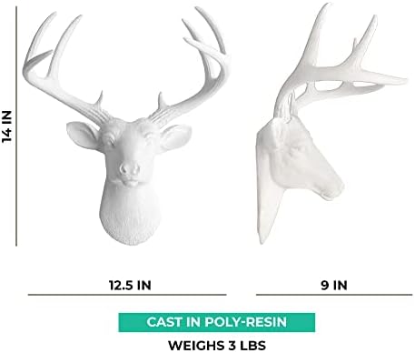 Wallcharmers White Deer Head Wall Decor