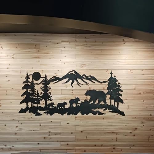 Bear Metal Wall Decor with Forest Scene