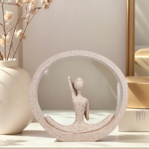 Yoga Lady Statue Sandstone Modern Zen Sculpture Decor