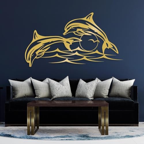 Coastal Metal Wall Art - Dolphin Sunset Sculpture