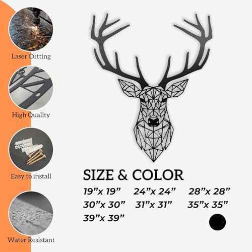 XXQ Geometric Deer Wall Art Metal Decor 19x19