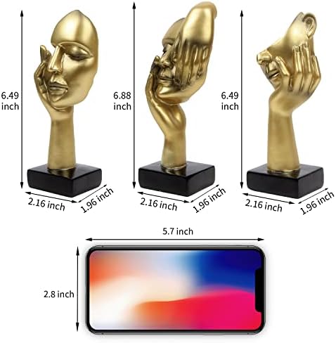 3 Pcs Thinker Statue Modern Home Resin Sculptures