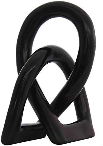 Continuous Looped Entwined Love Knot Sculpture 8 Inch Black