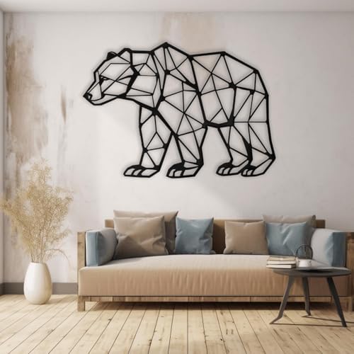 XXQ Metal Wall Art Geometric Bear 48x32