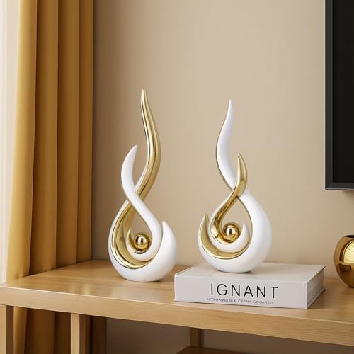 Modern Abstract Art Ceramic Flame Statue Decor