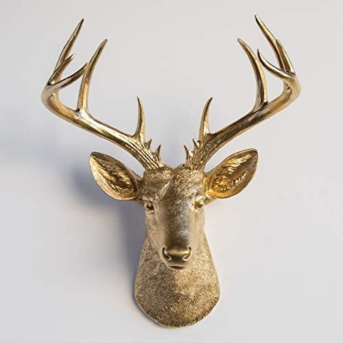 Faux Taxidermy Deer Head Wall Sculpture Gold