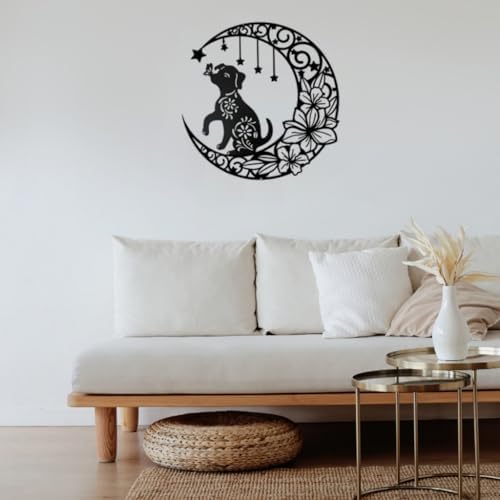12 Inch Black Metal Dog Wall Sculpture