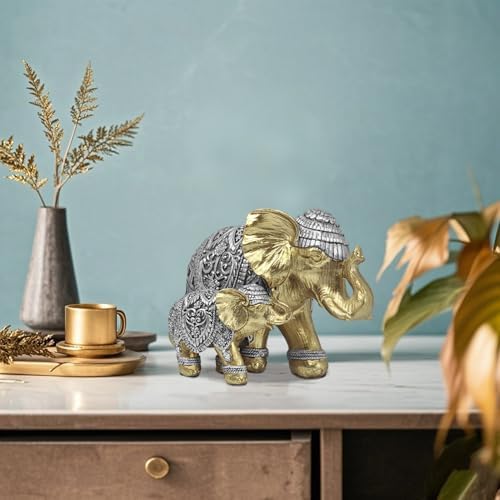 Gold Elephant Statue Family Harmony Home Decor