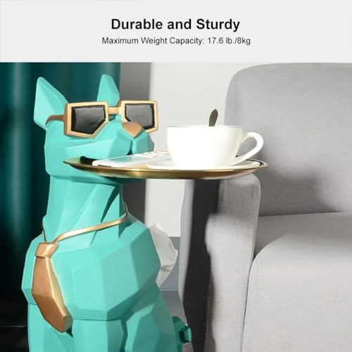 Modern Resin Dog Sculpture Geometric Standing Statue with Tissue Storage Green