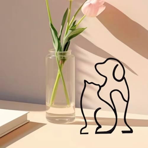 Modern Metal Cat Wall Art Sculpture Black Minimalist Design