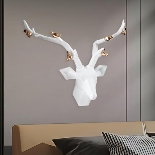 Modern Geometric White Deer Head Wall Decor 215x155in