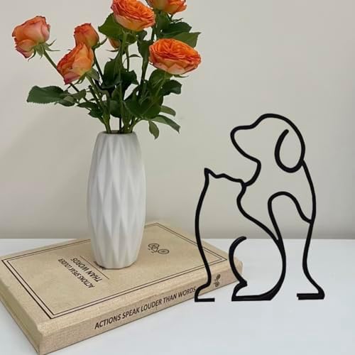 Modern Metal Cat Wall Art Sculpture Black Minimalist Design