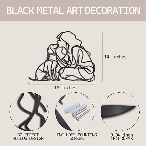 MidGid Women Kissing Dogs Metal Wall Sculpture