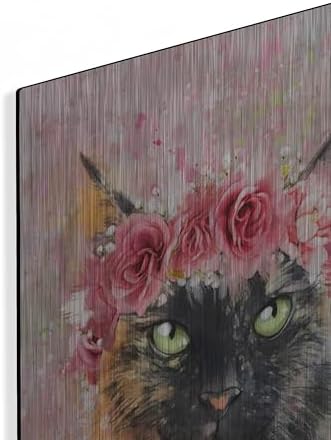 Flower Crown Calico Cat 5 Metal Wall Art