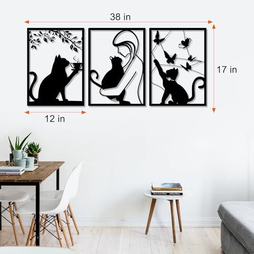 Minimalist Metal Cat Wall Decor Set of 3