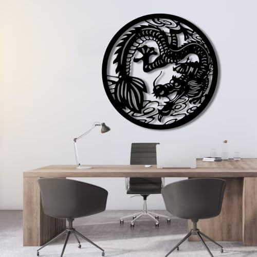 Feuwile Dragon Metal Wall Art 19x19 Inch