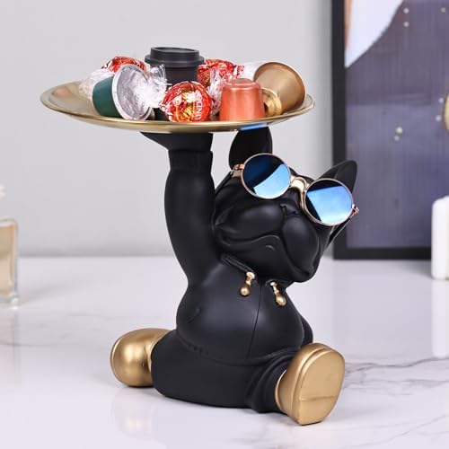 French Bulldog Butler Statue with Key Tray